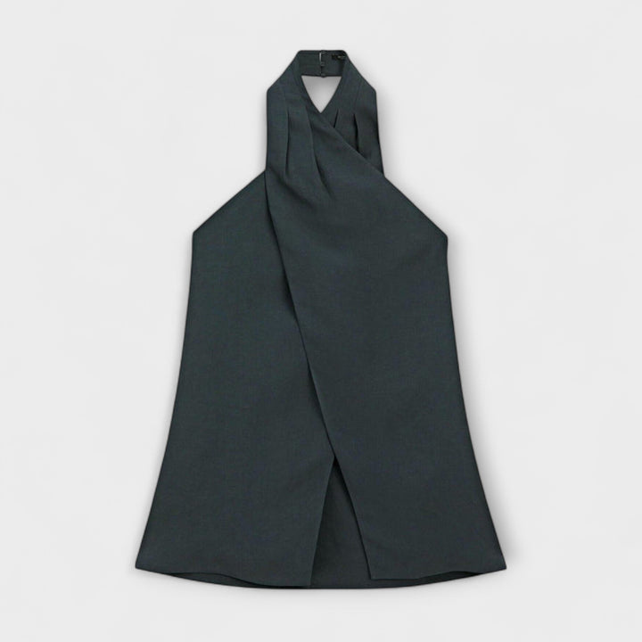 Marini | Top blu con scollo halter