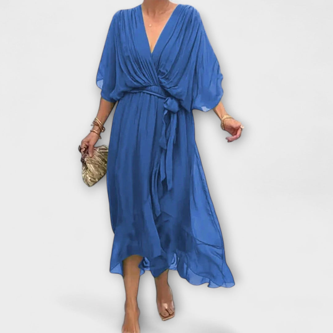 Marini | Abito in chiffon con scollatura