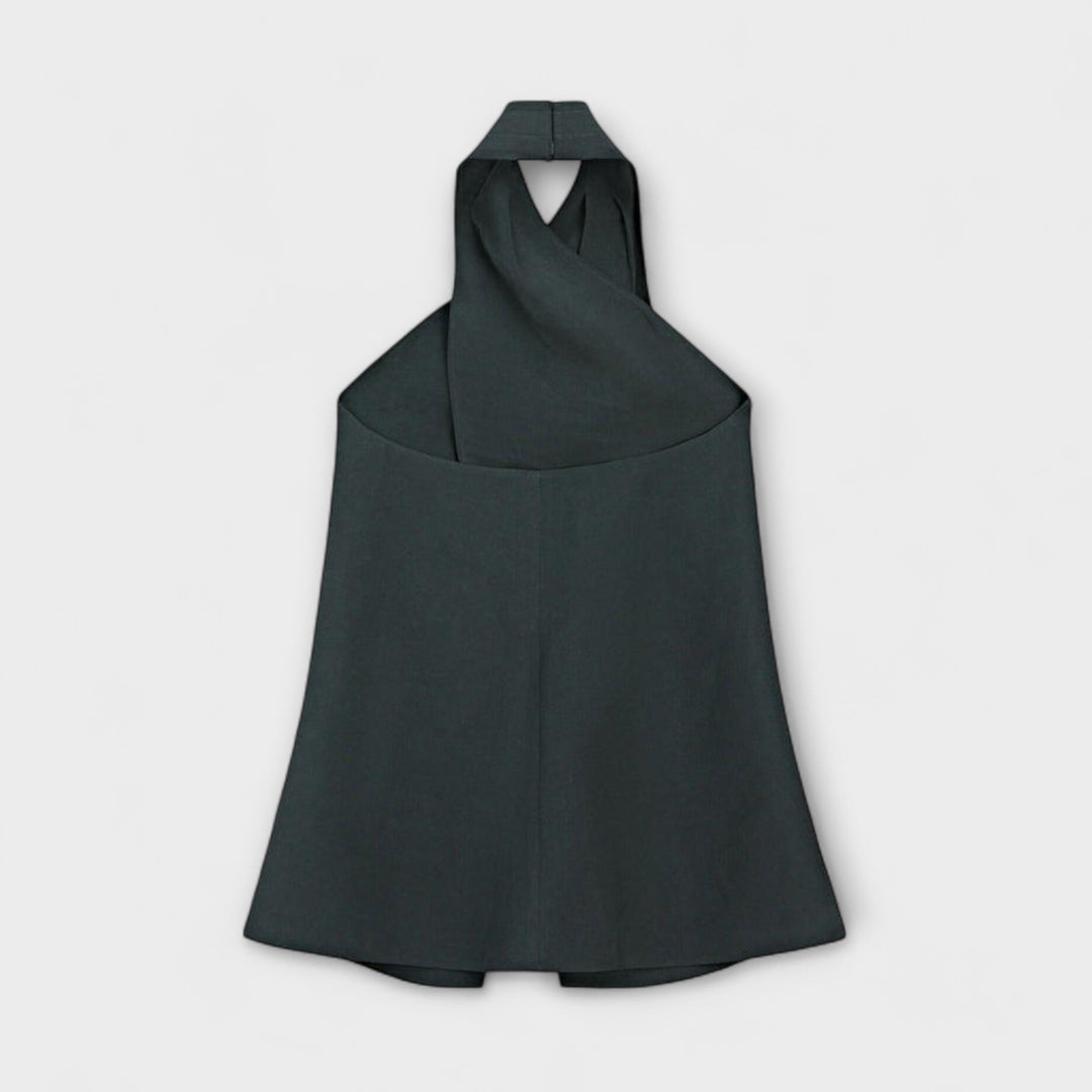 Marini | Top blu con scollo halter