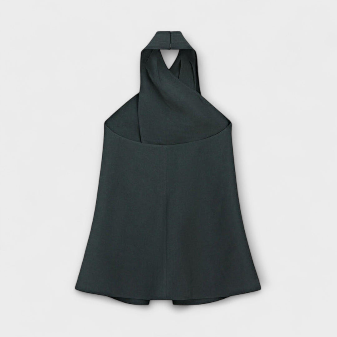 Marini | Top blu con scollatura elegante