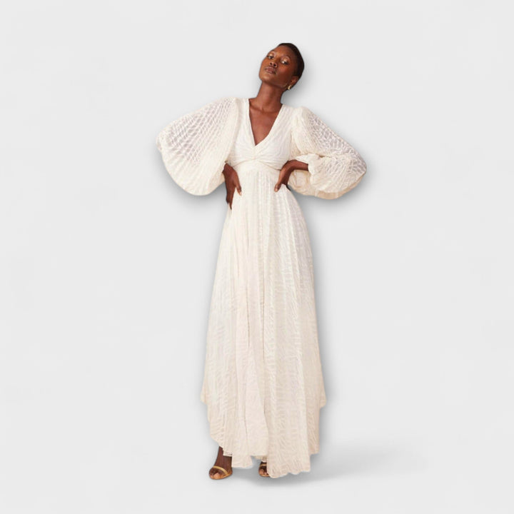 Marini | Raffinato abito maxi in crema
