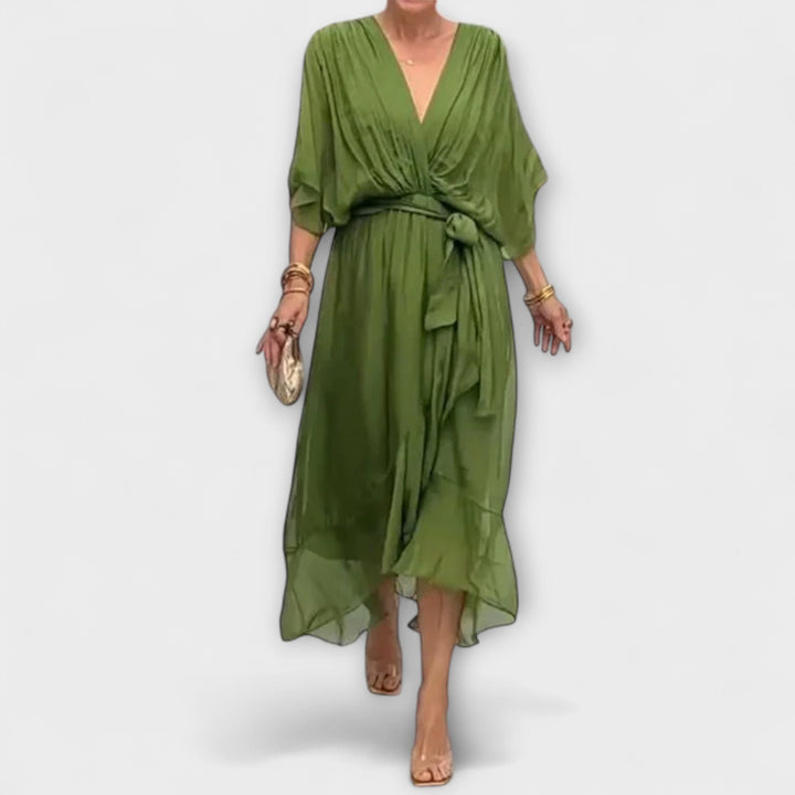 Marini | Abito in chiffon con scollatura