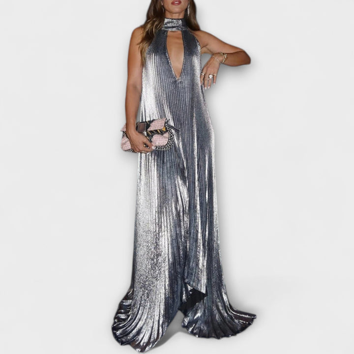 Marini | Vestito lungo in tessuto metallico