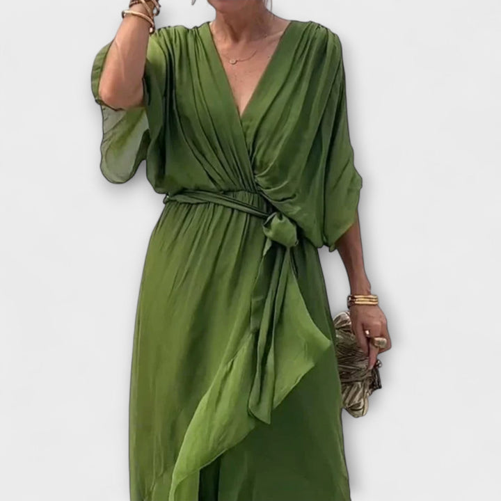 Marini | Abito in chiffon con scollatura