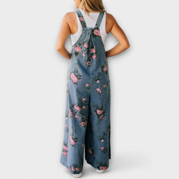 Marini | Salopette in denim floreale elegante