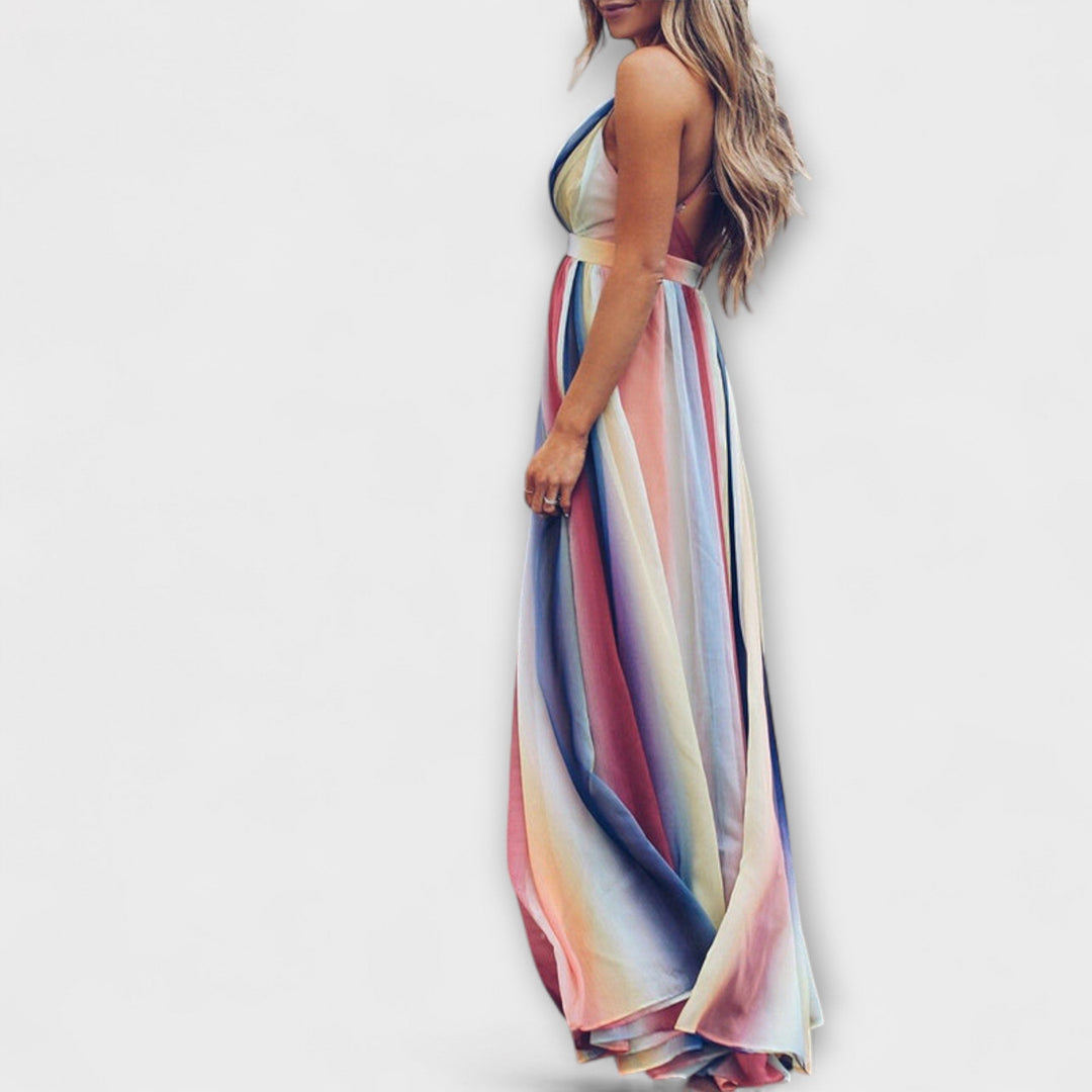 Marini | Abito a righe multicolore elegante