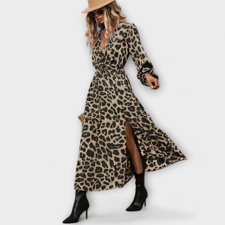 Marini | Abito elegante con motivo leopardato