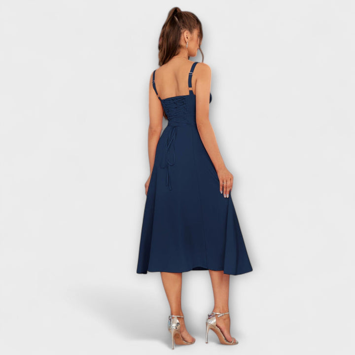 Marini | Abito con rouches e spacco