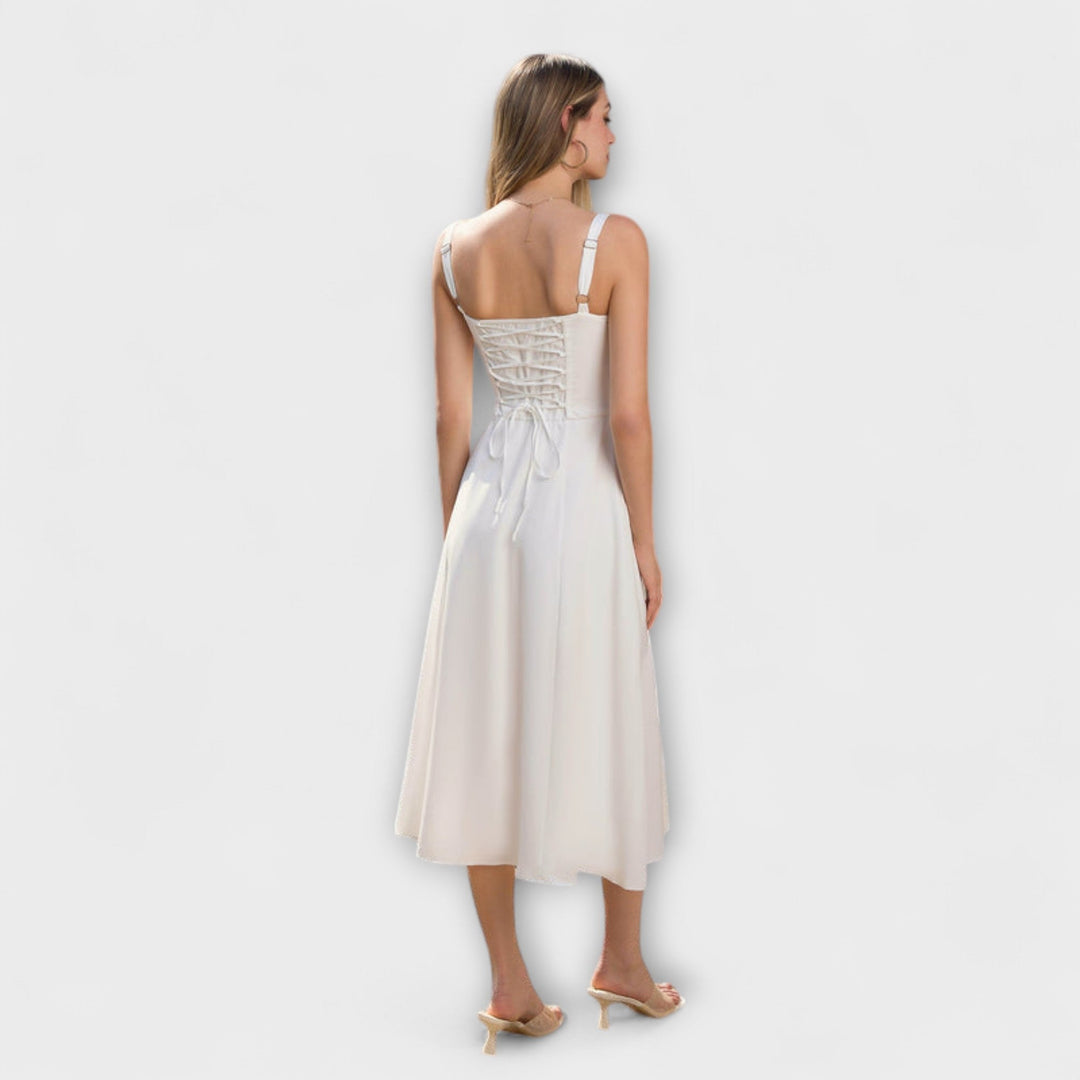 Marini | Abito con rouches e spacco