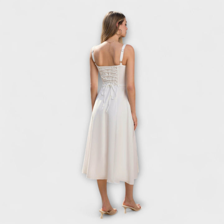 Marini | Abito con rouches e spacco