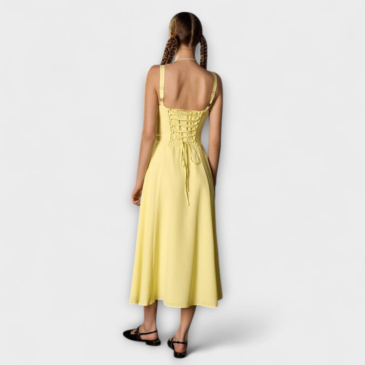 Marini | Abito con rouches e spacco