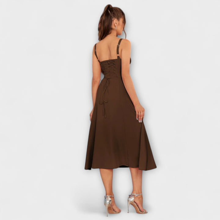 Marini | Abito con rouches e spacco