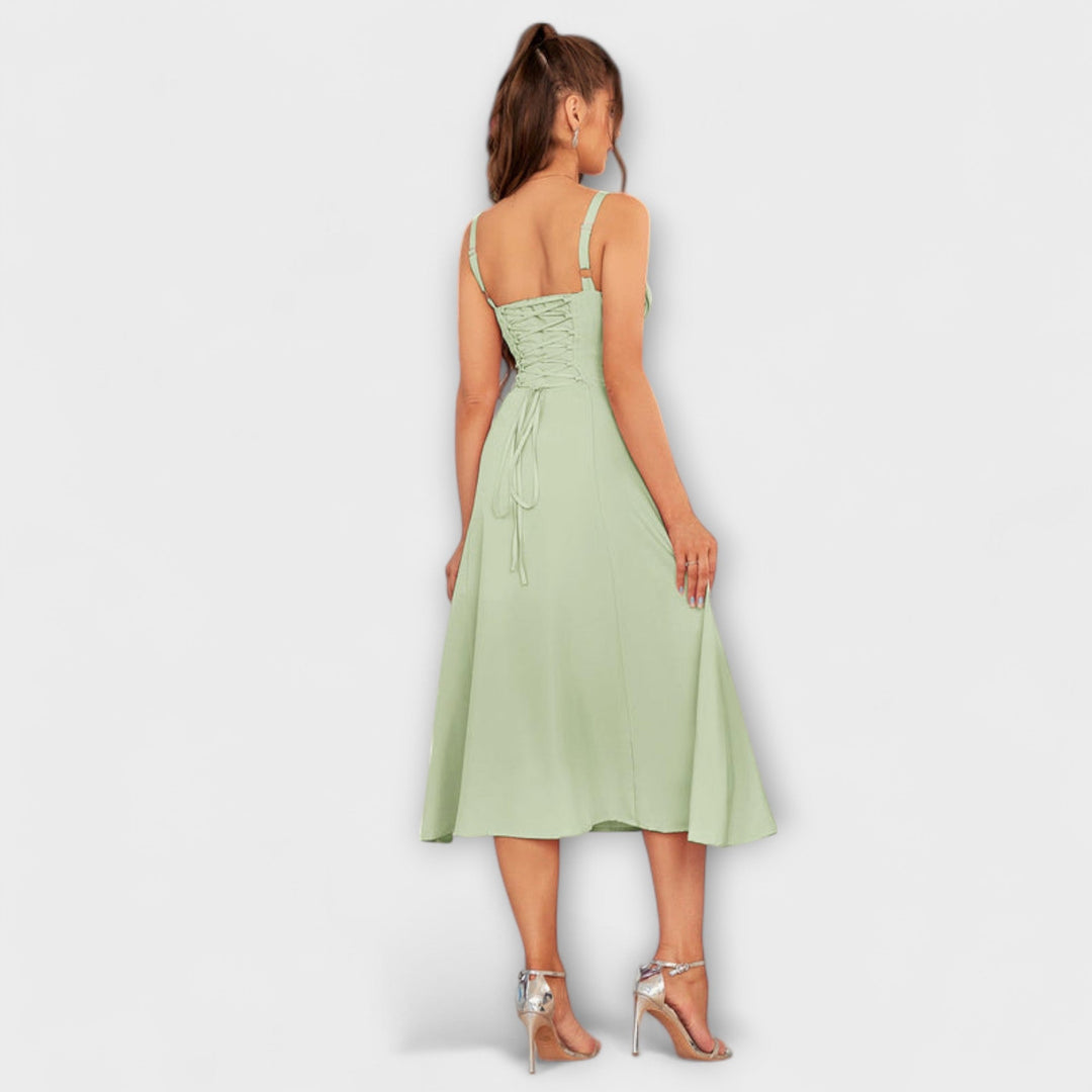 Marini | Abito con rouches e spacco