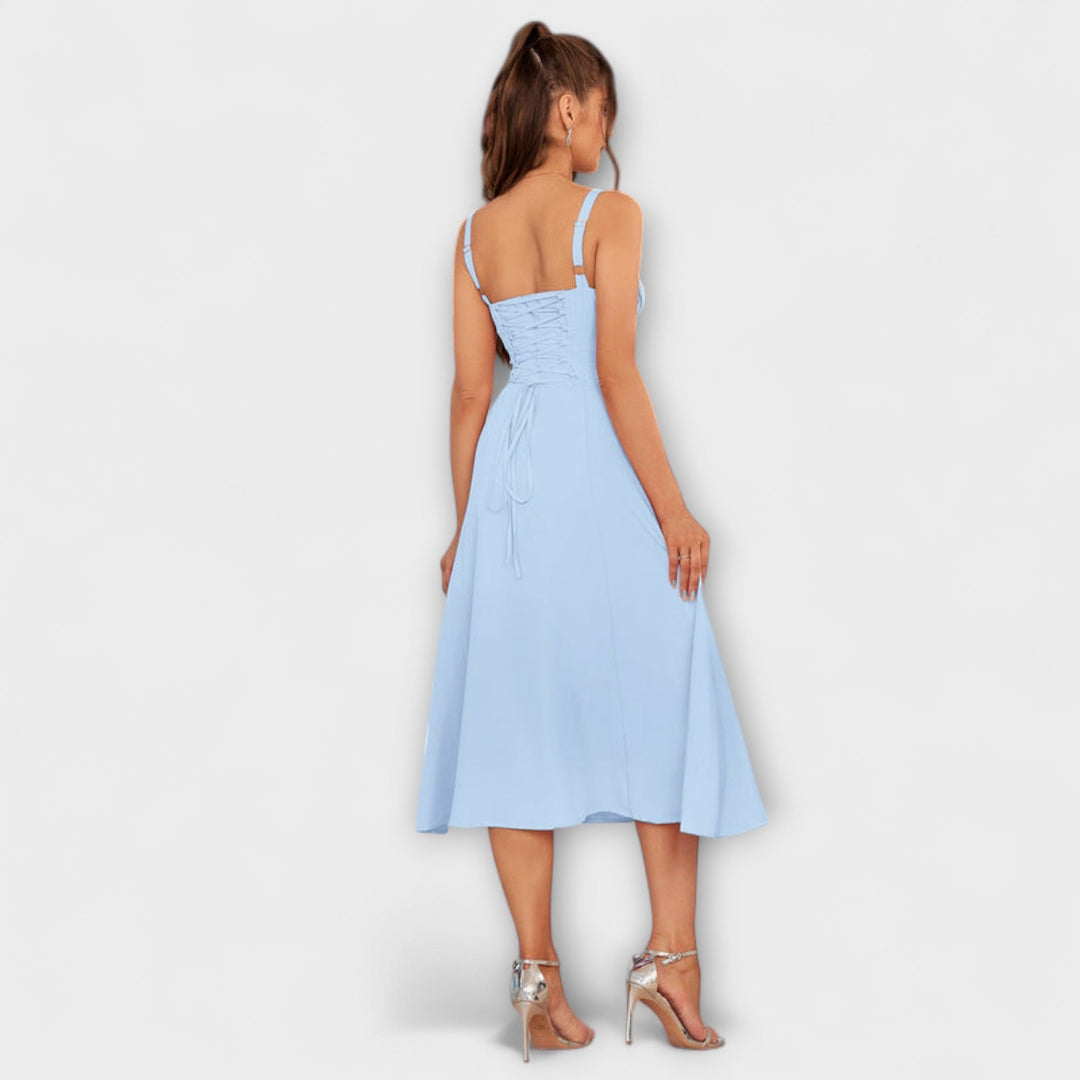 Marini | Abito con rouches e spacco