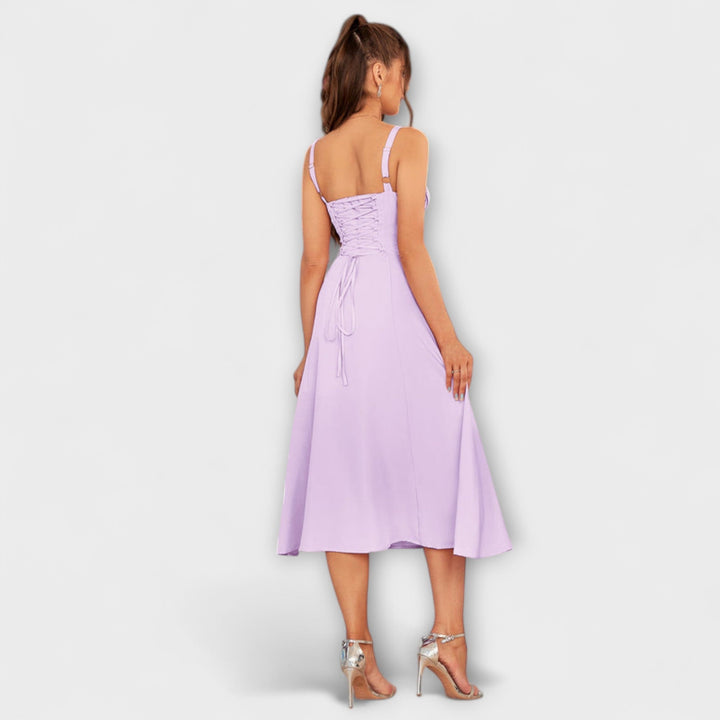 Marini | Abito con rouches e spacco