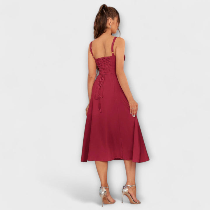 Marini | Abito con rouches e spacco