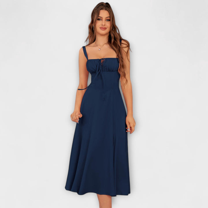 Marini | Abito con rouches e spacco