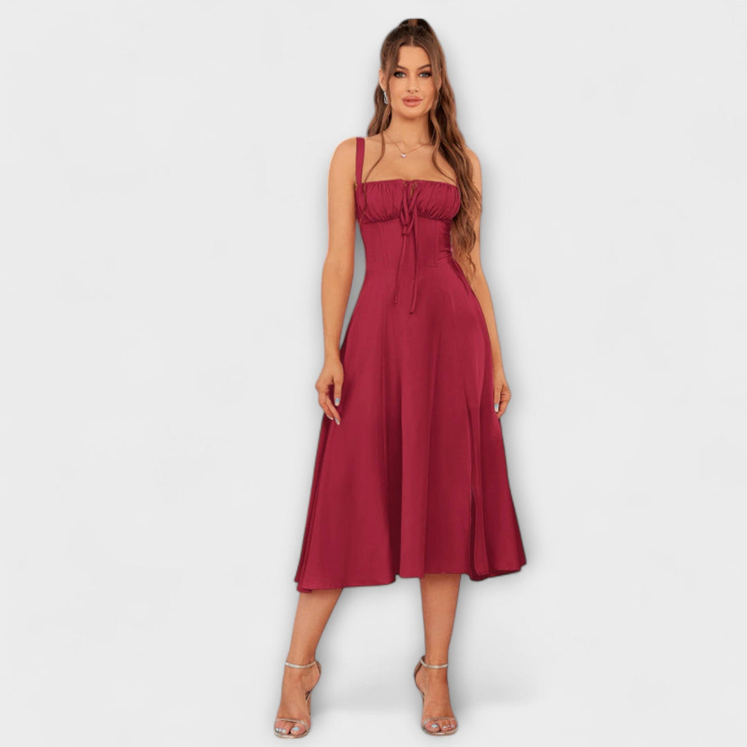 Marini | Abito con rouches e spacco