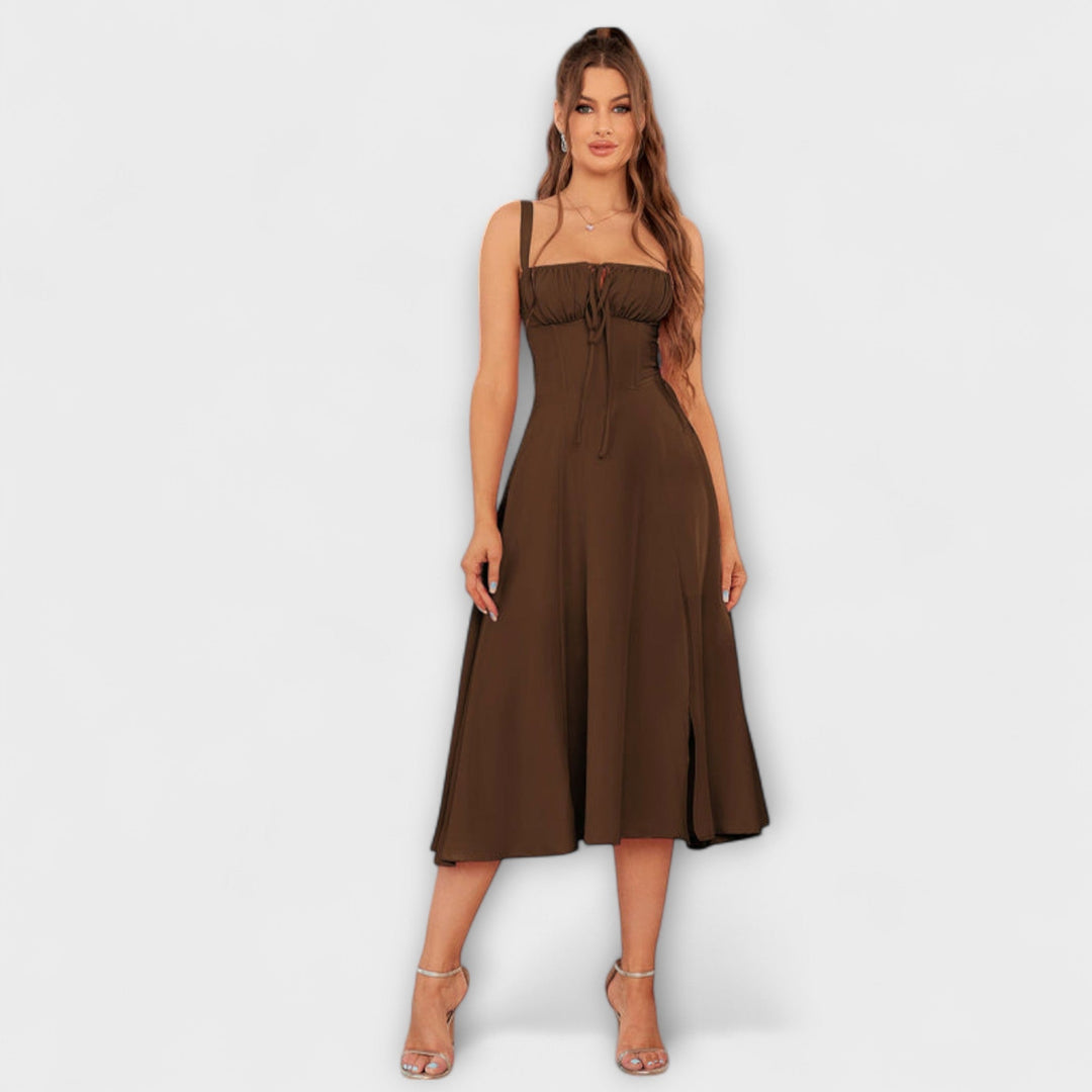 Marini | Abito con rouches e spacco
