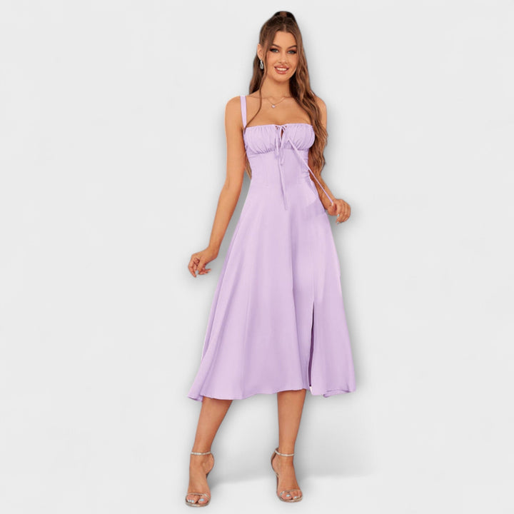 Marini | Abito con rouches e spacco