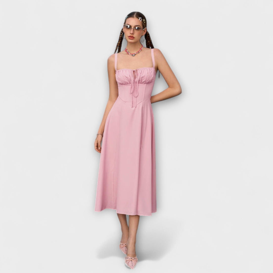 Marini | Abito con rouches e spacco