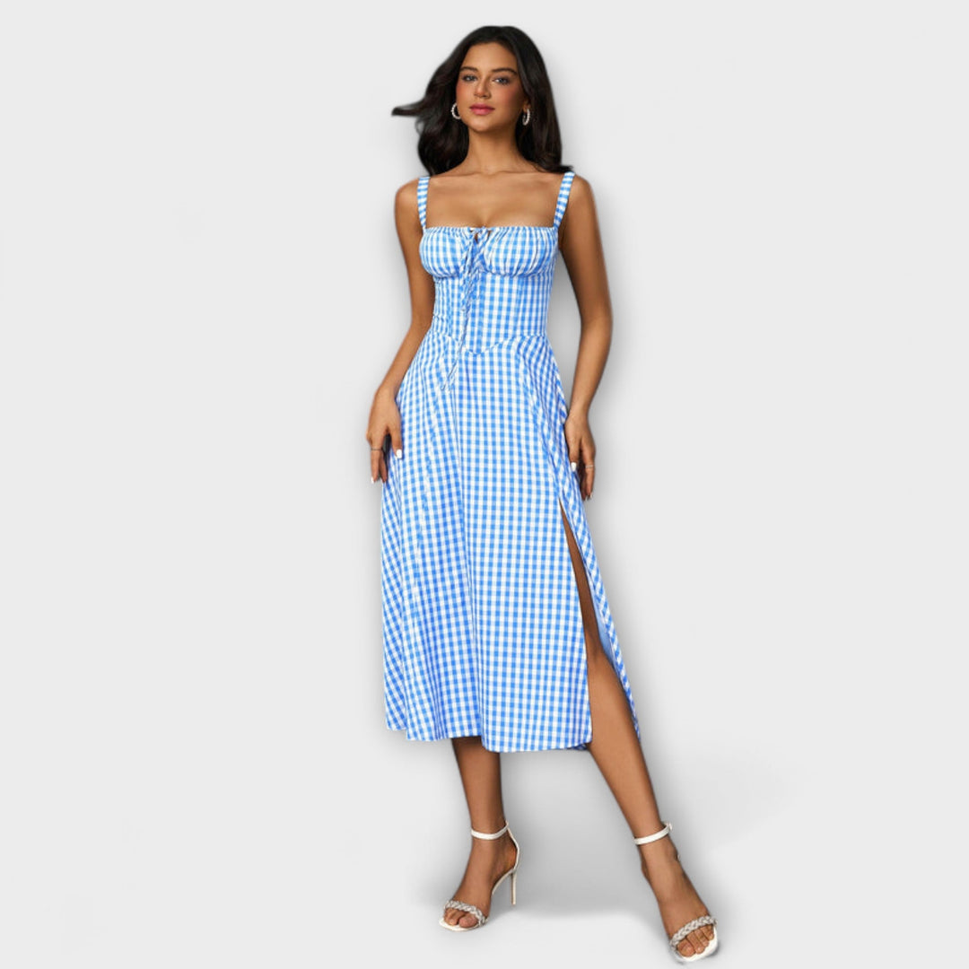 Marini | Abito con rouches e spacco