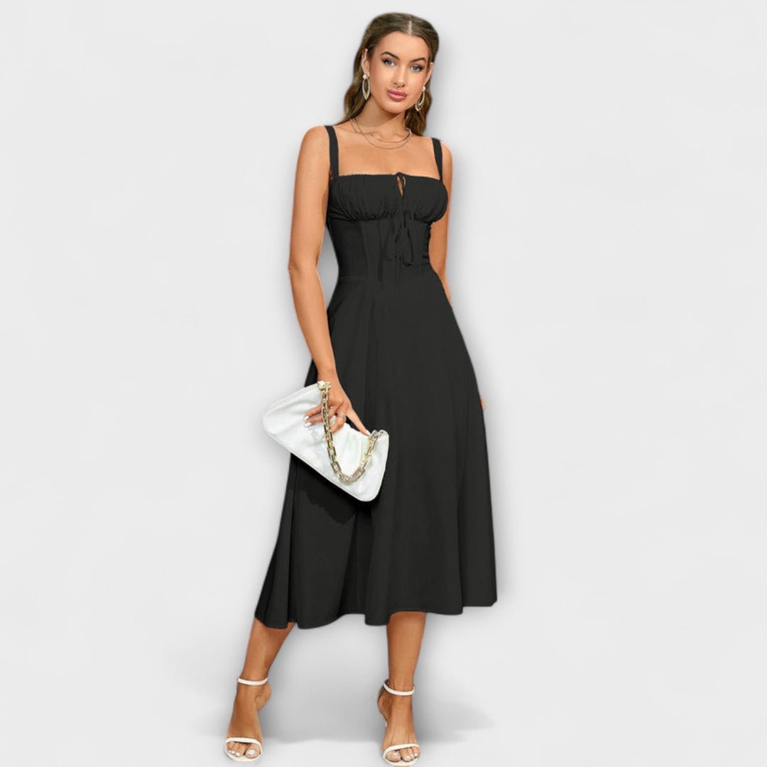 Marini | Abito con rouches e spacco