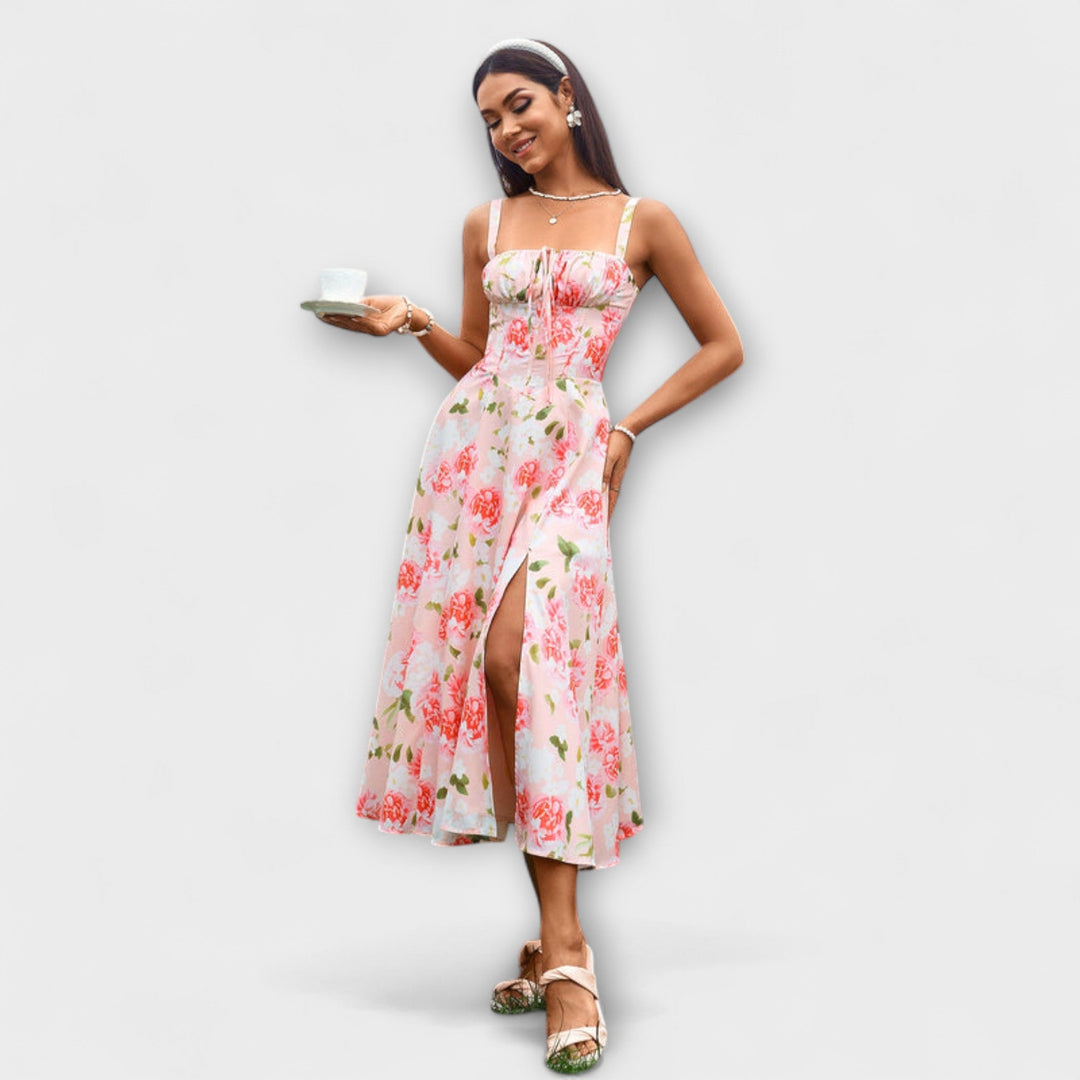 Marini | Abito con rouches e spacco