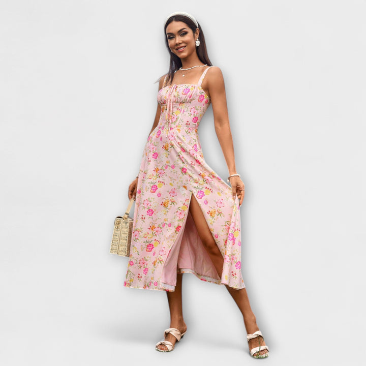 Marini | Abito con rouches e spacco