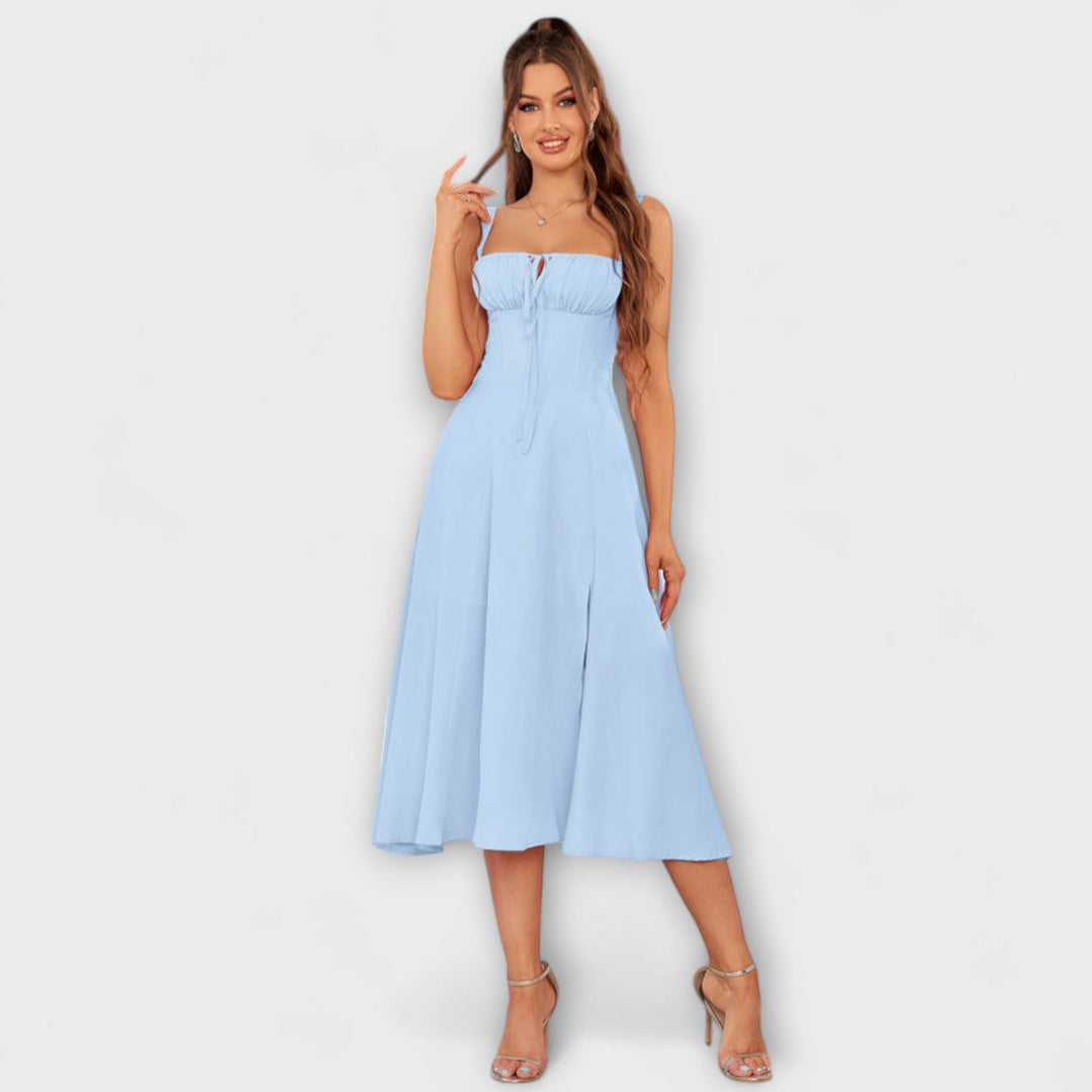 Marini | Abito con rouches e spacco