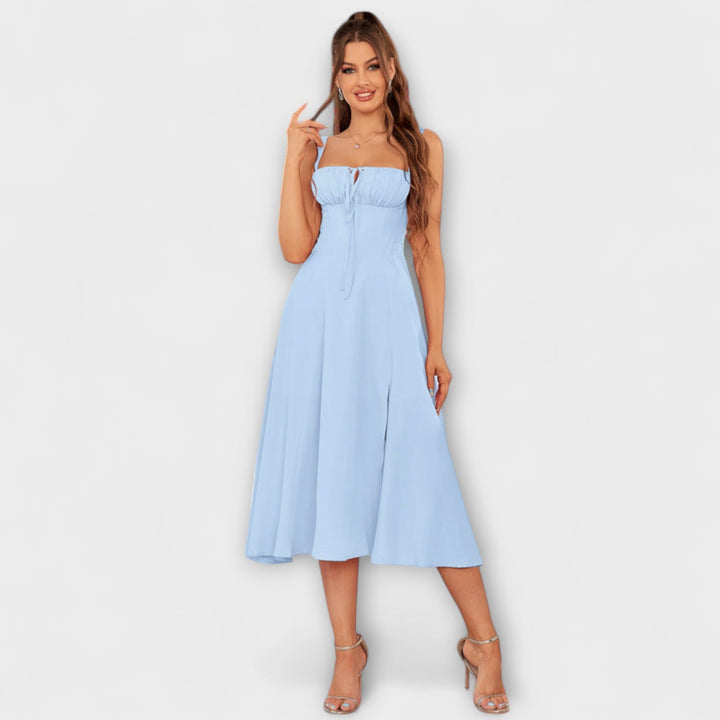 Marini | Abito con rouches e spacco