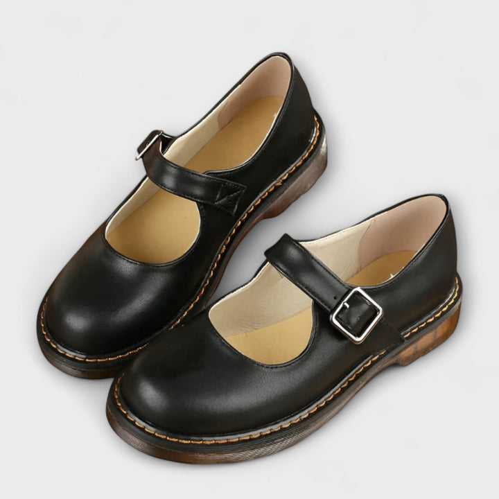 Women's Vintage Mary Jane Shoes – Classic Leather Shoes with Strap & Comfort Sole