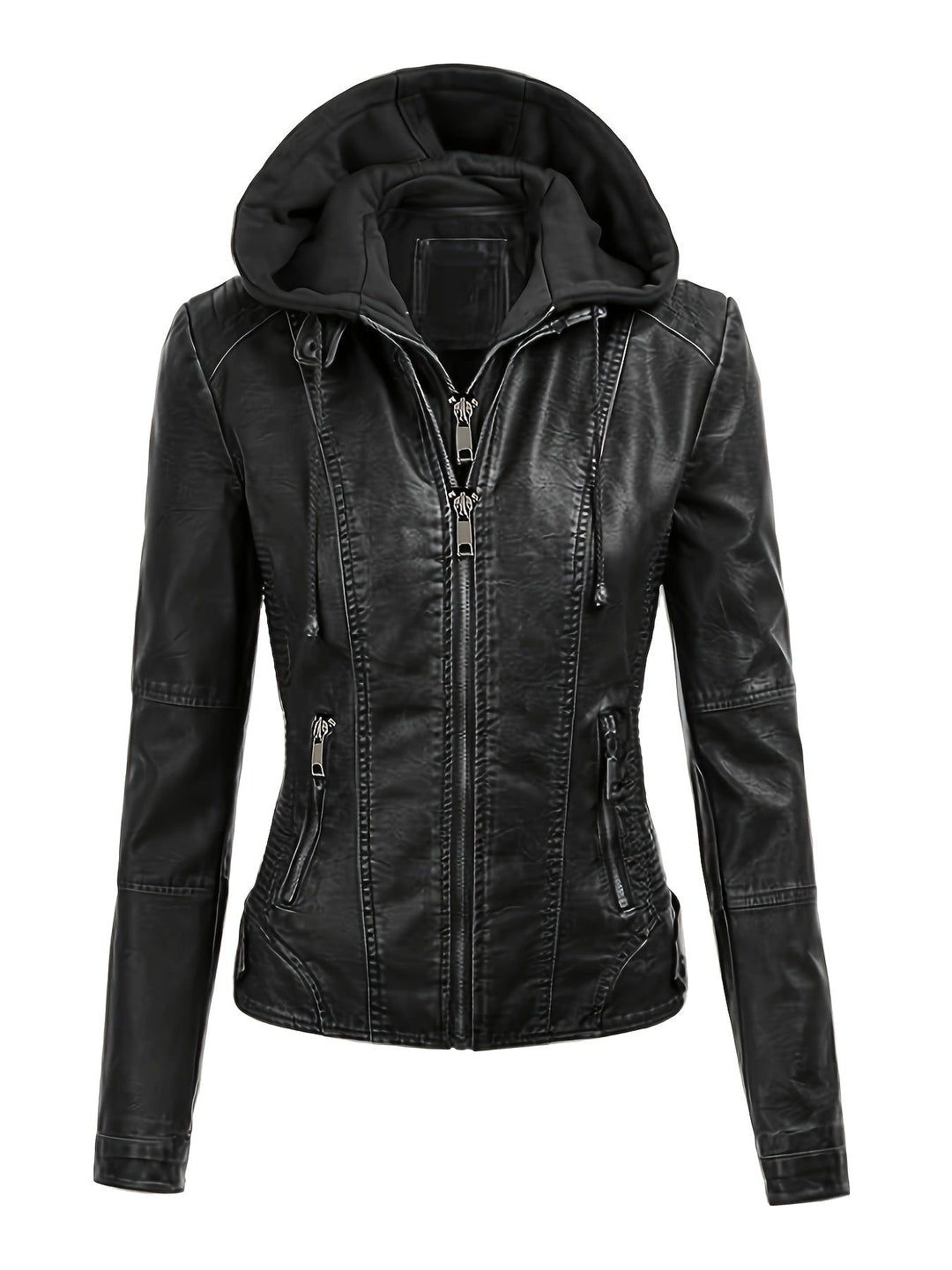 Marini | Giacca nera con cappuccio femminile