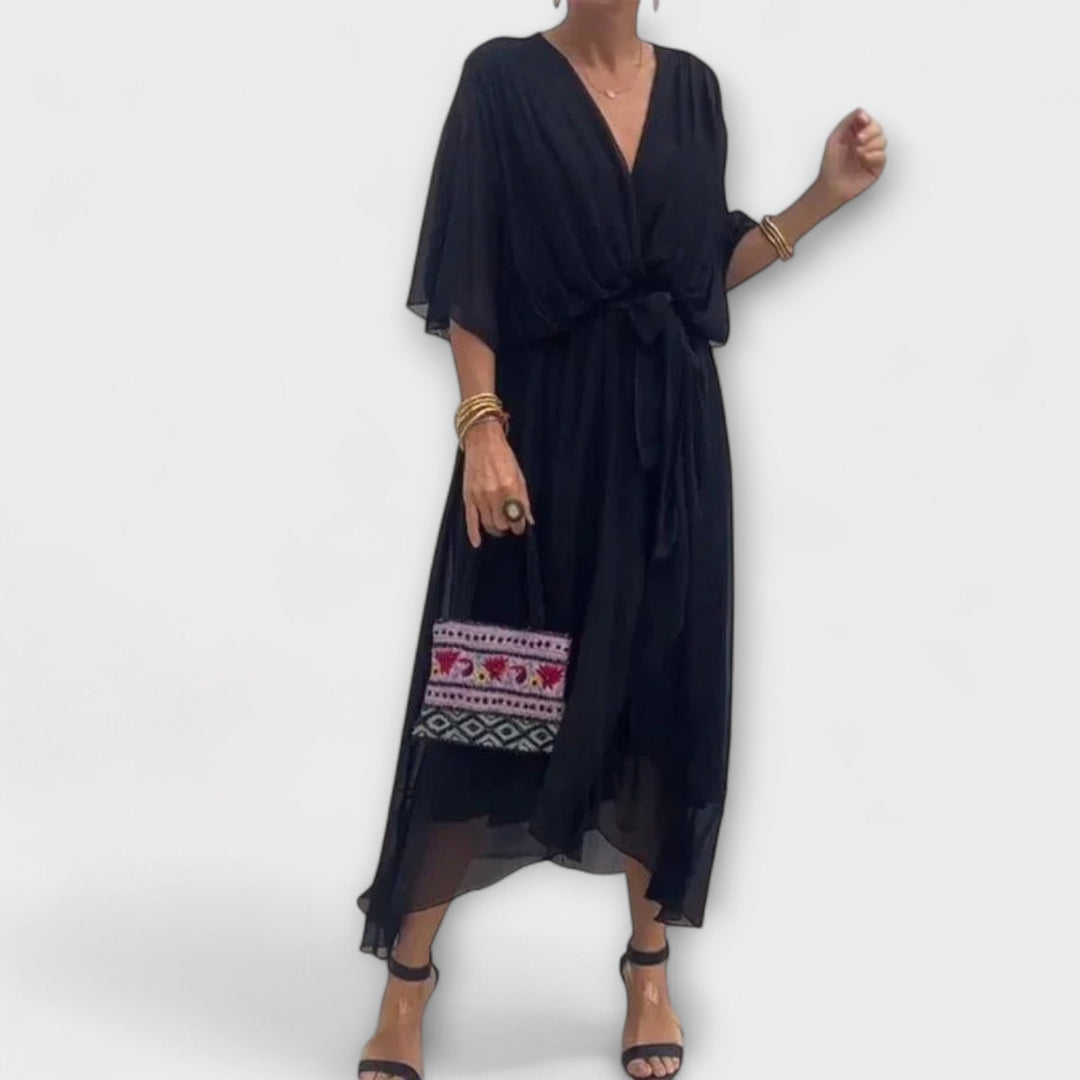 Marini | Abito in chiffon con scollatura