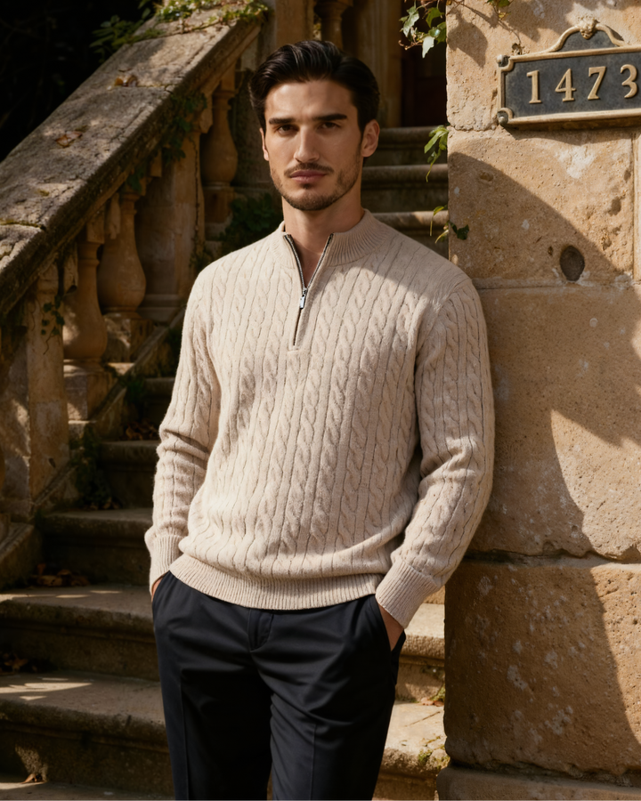 Marini | Raffinato mezzo zip in cashmere