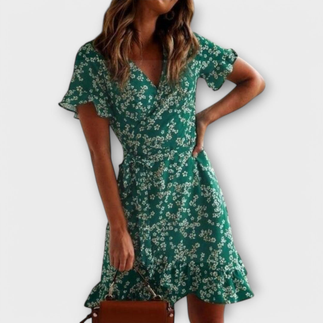 Marini | Abito boho corto in verde