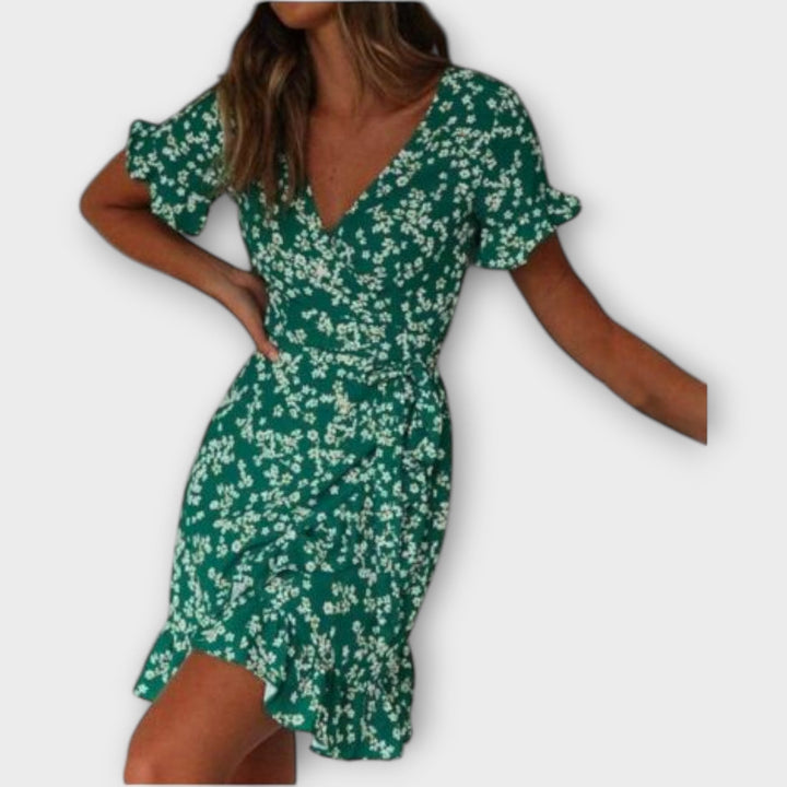 Marini | Abito boho corto in verde