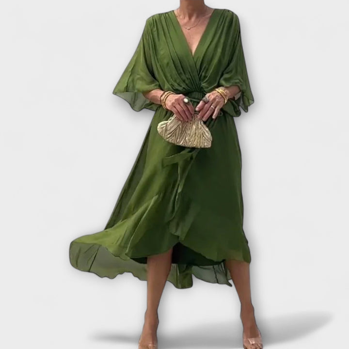 Marini | Abito in chiffon con scollatura