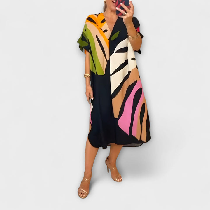 Marini | Abito casual con foglie colorate
