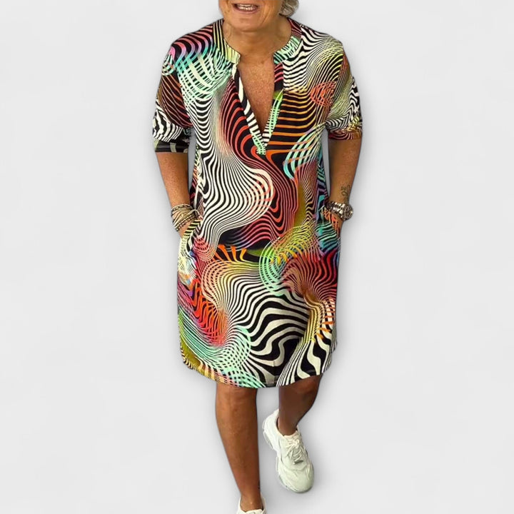 Marini | Vestito colorato con scollatura a V