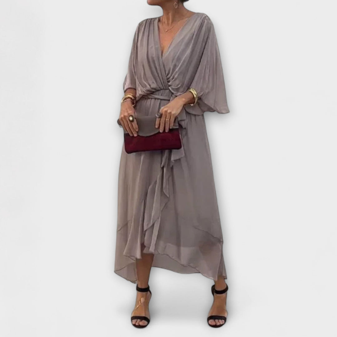 Marini | Abito in chiffon con scollatura