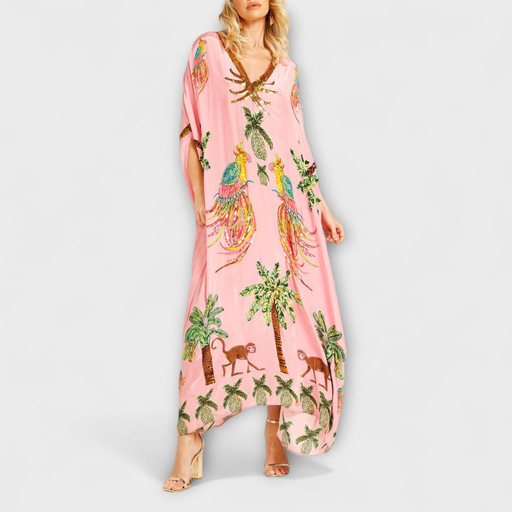Marini | Abito elegante con stampa palme