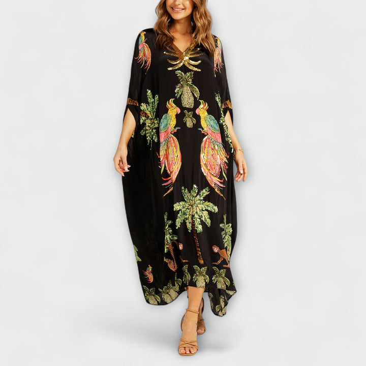 Marini | Abito elegante con stampa palme