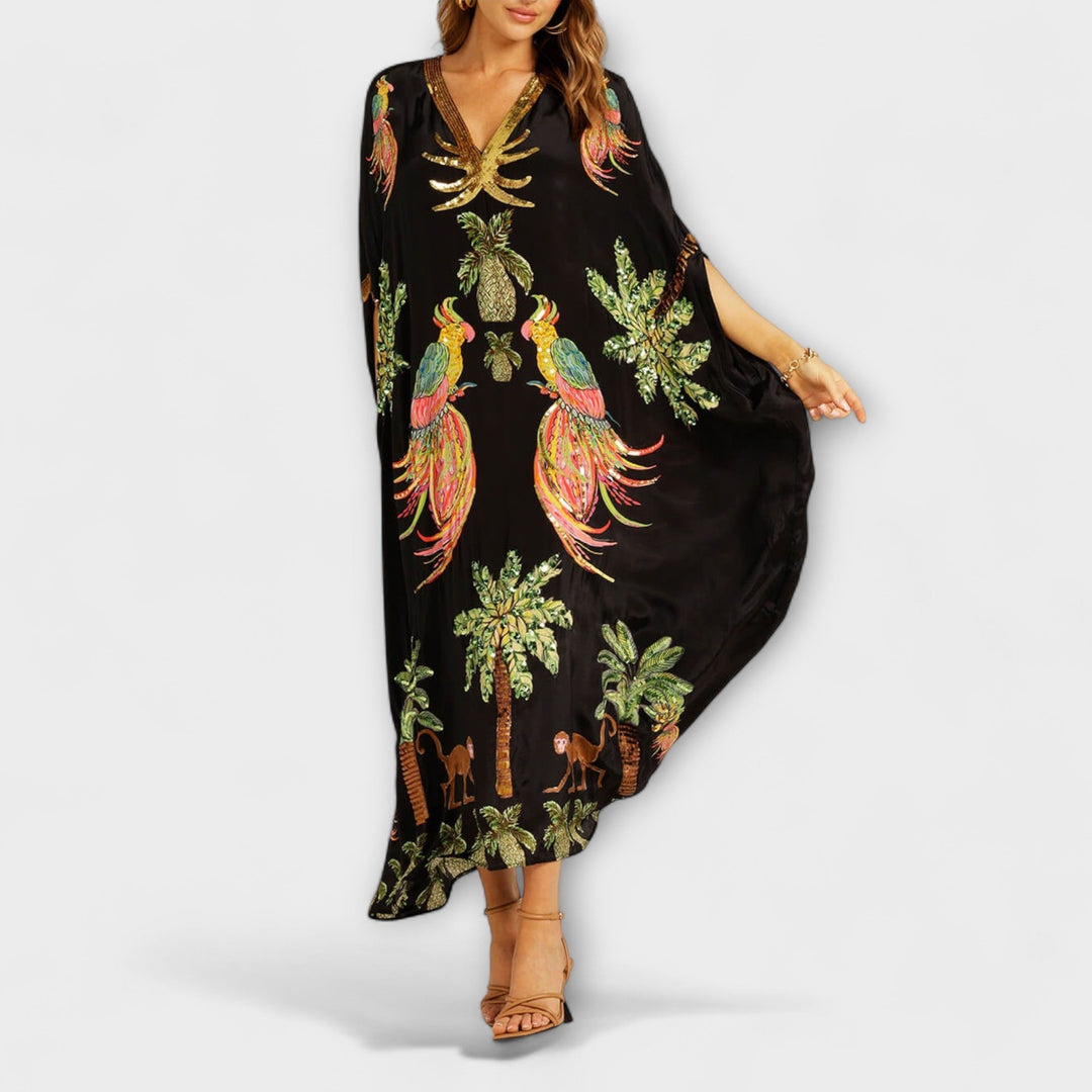 Marini | Abito elegante con stampa palme