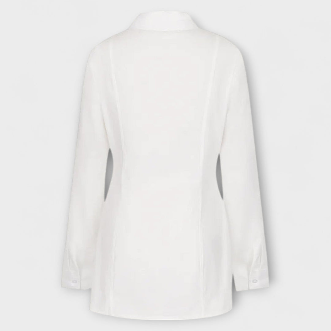 Marini | Abito camicia bianco plissettato