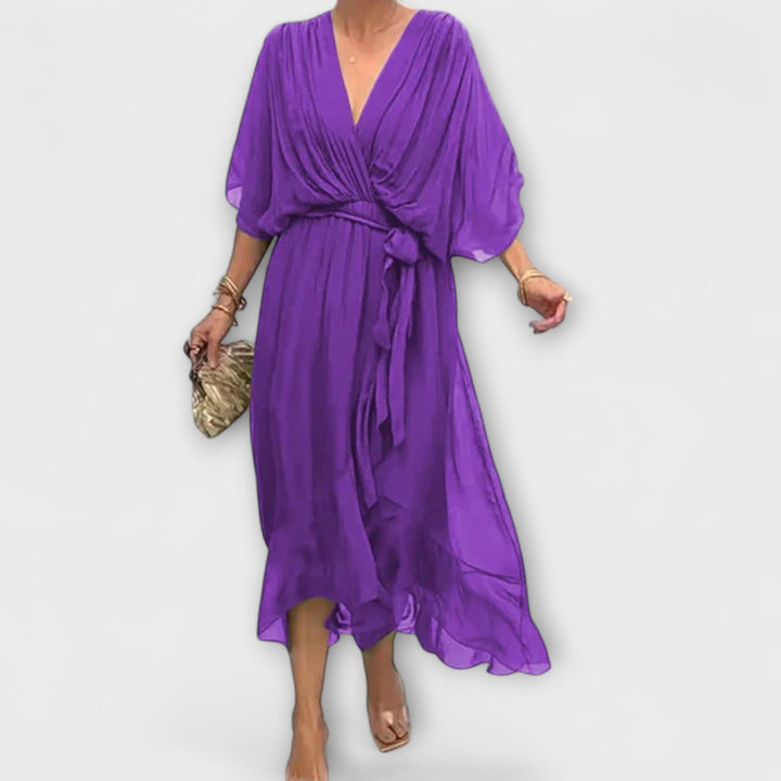 Marini | Abito in chiffon con scollatura