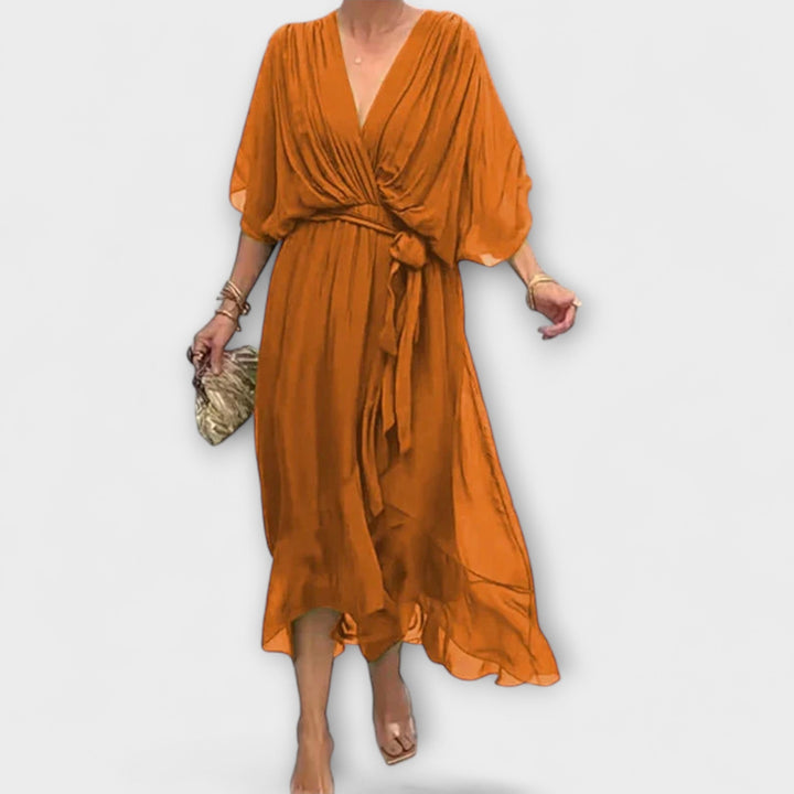 Marini | Abito in chiffon con scollatura