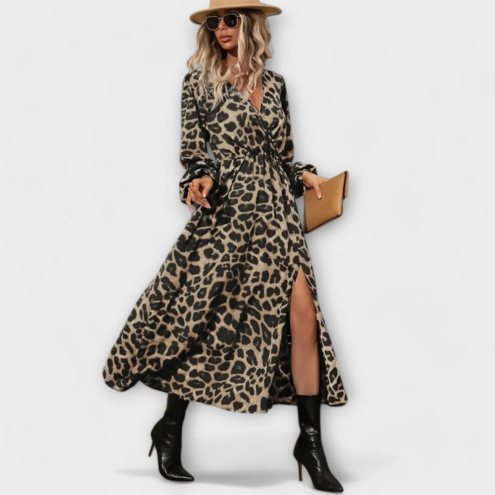 Marini | Abito elegante con motivo leopardato