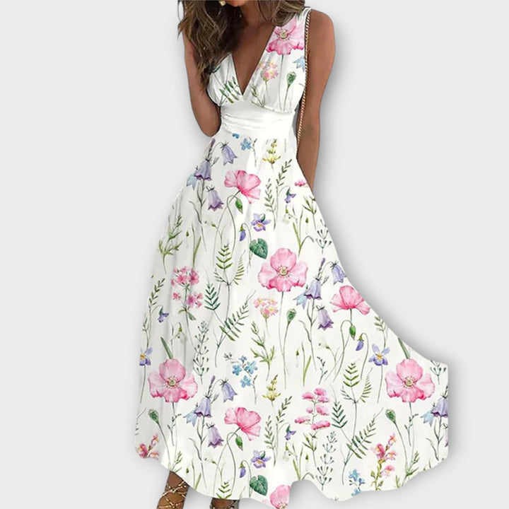 Marini | Vestito floreale con scollatura