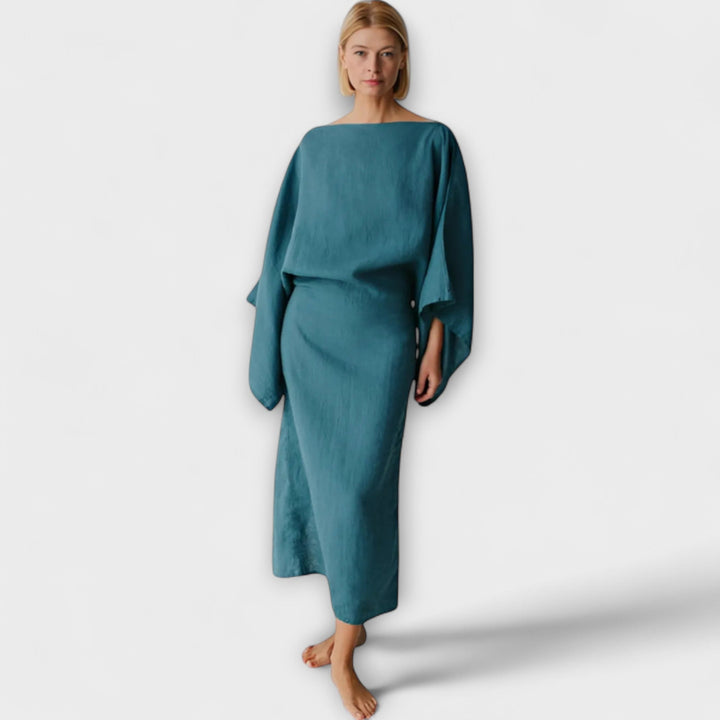 Marini | Raffinato abito kimono in lino